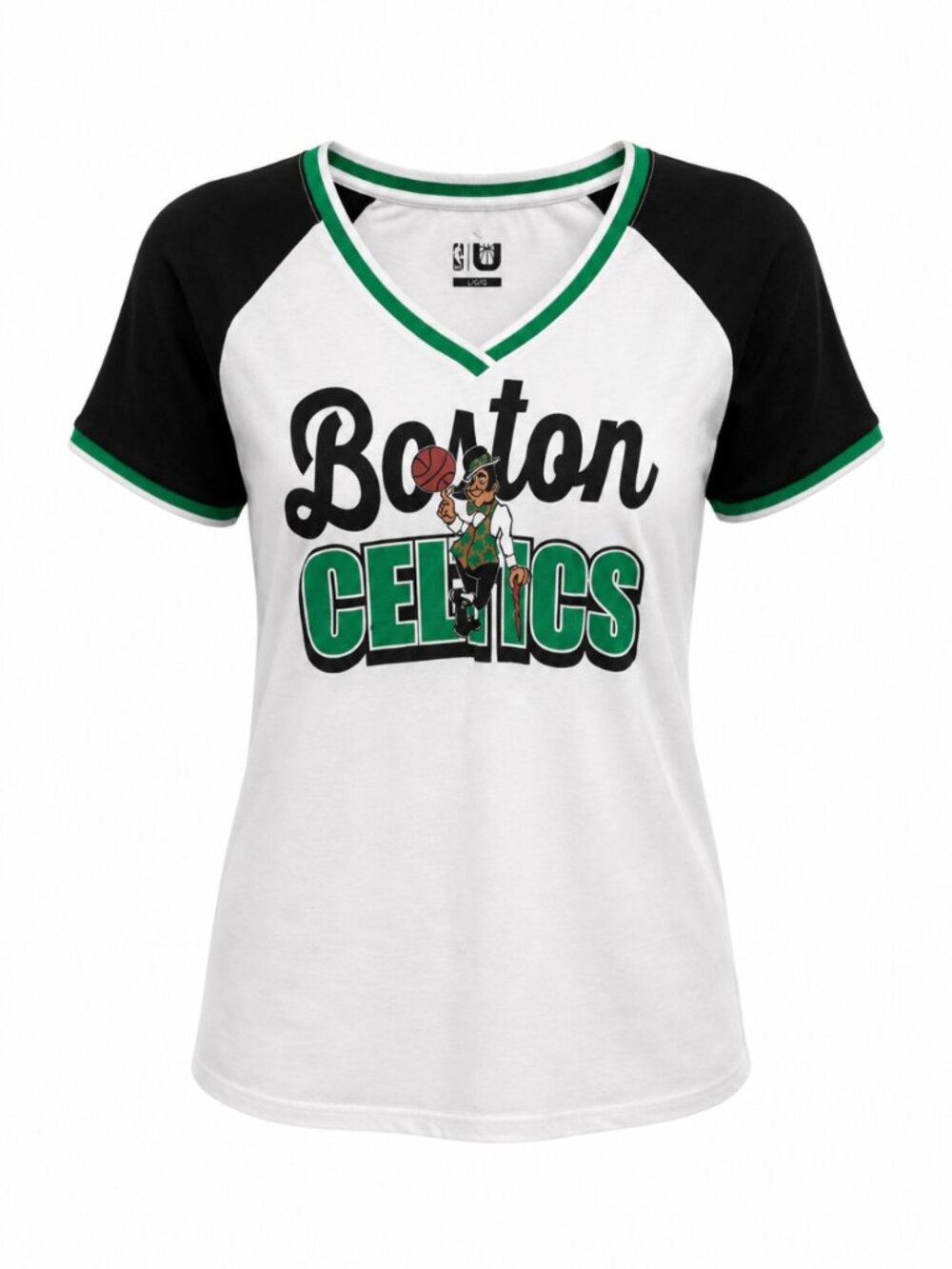 💖 2/$40 Boston Celtics Women's Lucky Raglan V-Neck T-Shirt L